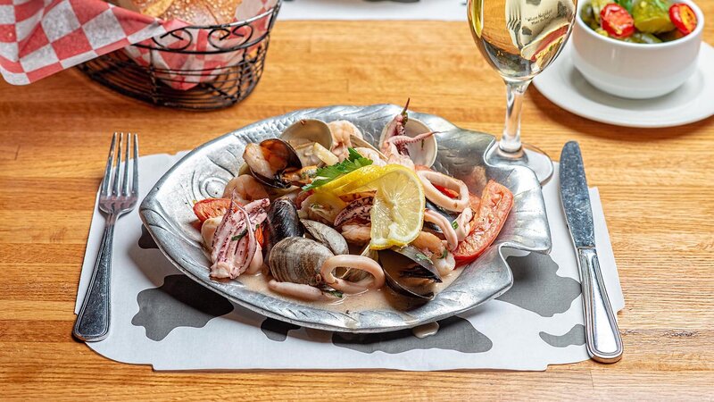 Seafood platter with mussels, clams and calamari