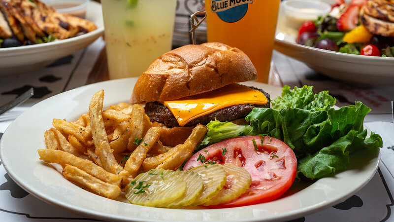 Cheeseburger with french fries